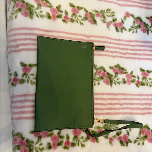 kate spade dark green leather tote with gold logo - Picture 6 of 7